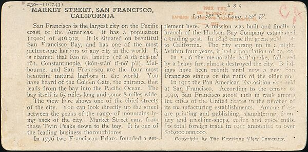 [Group of 26 Stereograph Views of San Francisco, California], Continent Stereoscopic Company (New York), Albumen silver prints