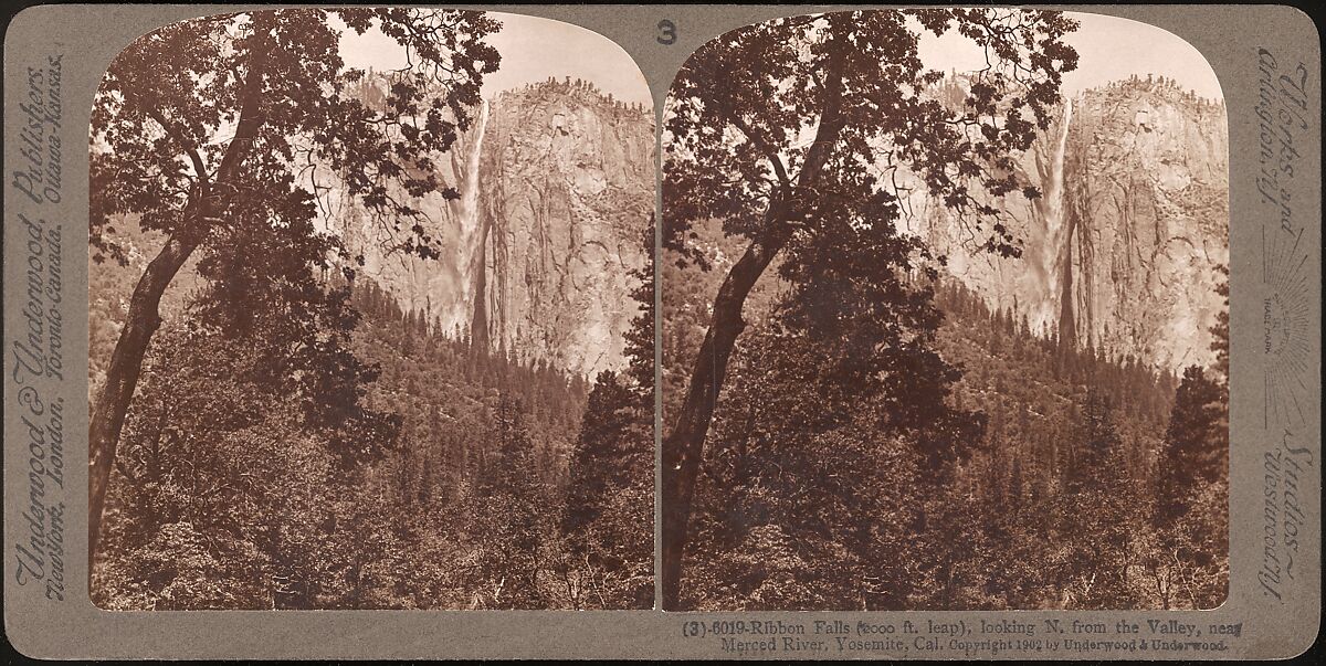 [Group of 23 Stereograph Views of Yosemite Valley Housed in Original Publisher's Box], Underwood &amp; Underwood (American), Albumen silver prints
