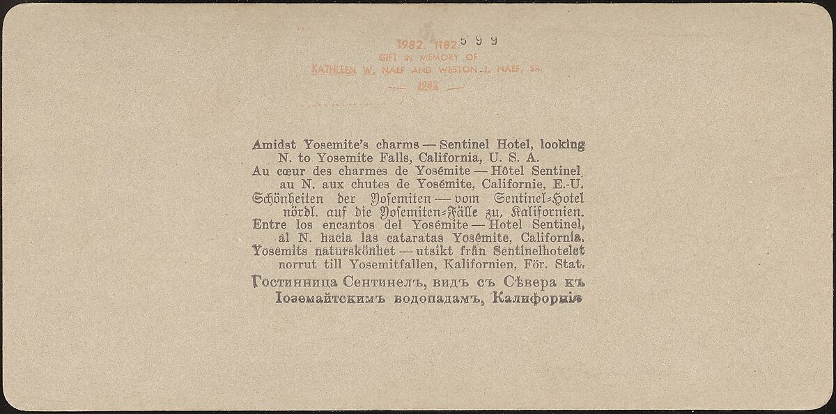 [Group of 23 Stereograph Views of Yosemite Valley Housed in Original Publisher's Box], Underwood &amp; Underwood (American), Albumen silver prints