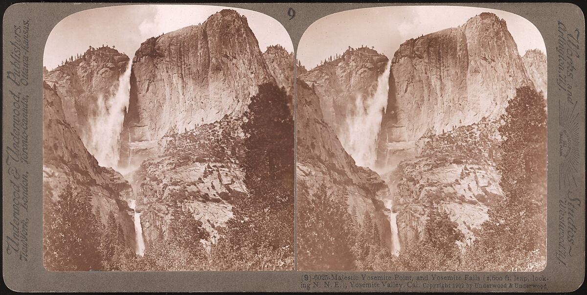 [Group of 23 Stereograph Views of Yosemite Valley Housed in Original Publisher's Box], Underwood &amp; Underwood (American), Albumen silver prints