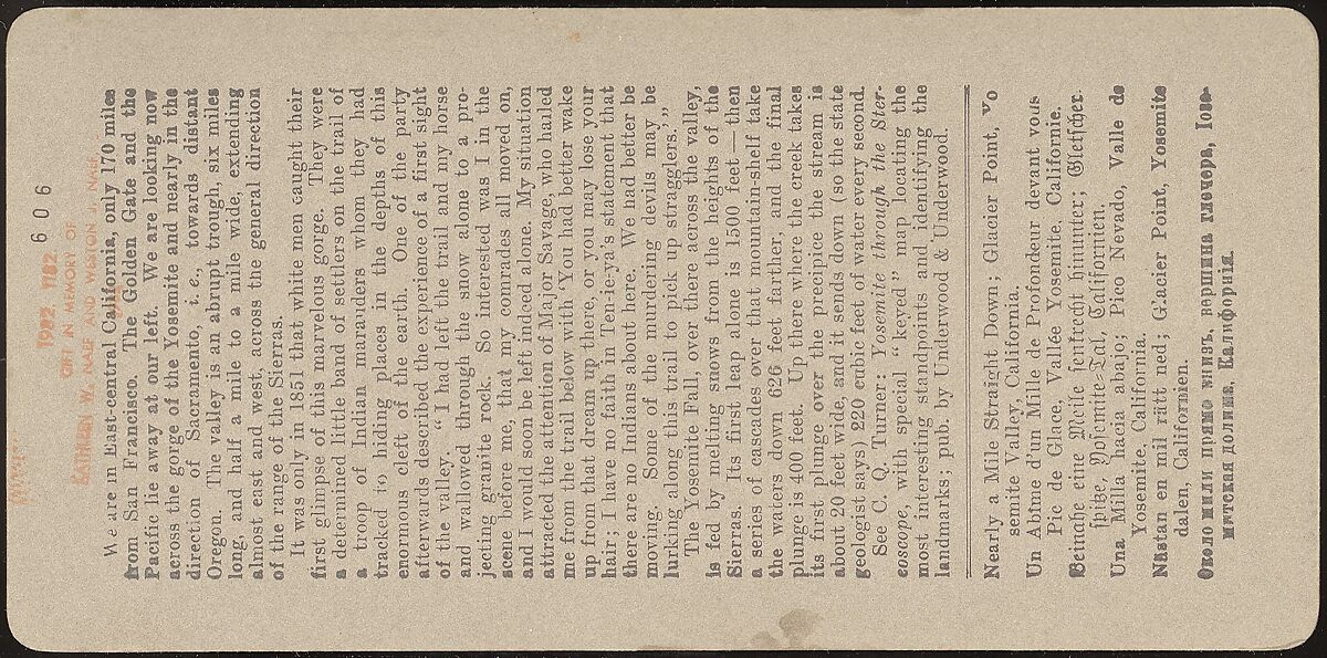 [Group of 23 Stereograph Views of Yosemite Valley Housed in Original Publisher's Box], Underwood &amp; Underwood (American), Albumen silver prints