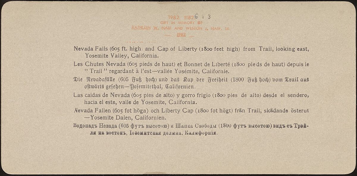 [Group of 23 Stereograph Views of Yosemite Valley Housed in Original Publisher's Box], Underwood &amp; Underwood (American), Albumen silver prints