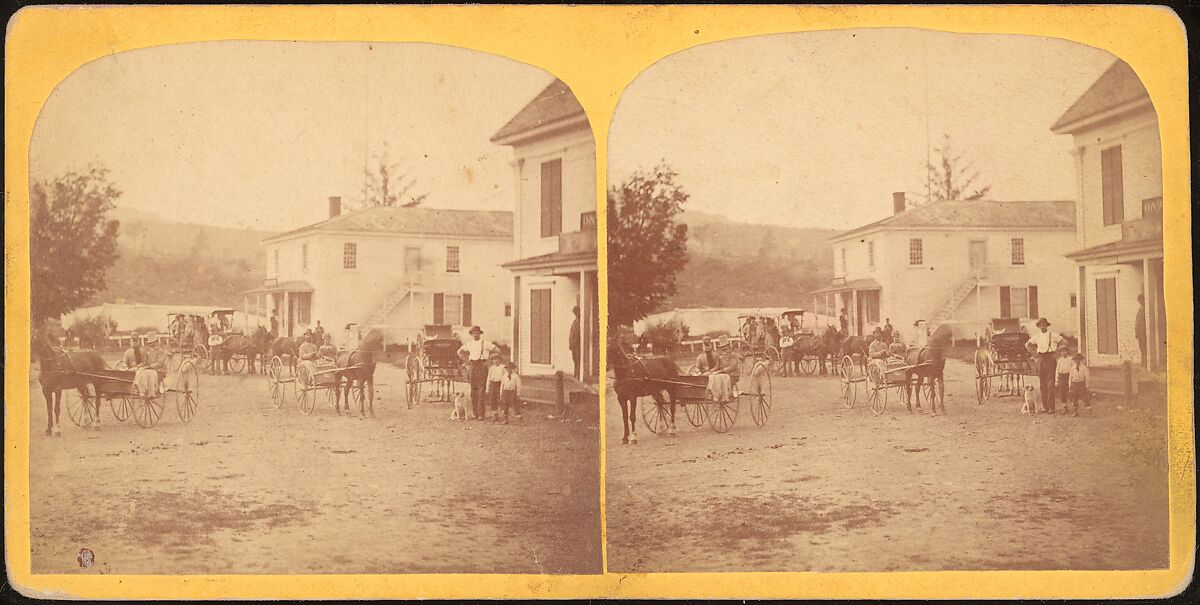 [Group of 9 Stereograph Views of Carriages, Stagecoaches, and Wagons], Unknown (American), Albumen silver prints