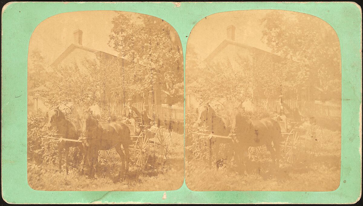 [Group of 9 Stereograph Views of Carriages, Stagecoaches, and Wagons], Unknown (American), Albumen silver prints