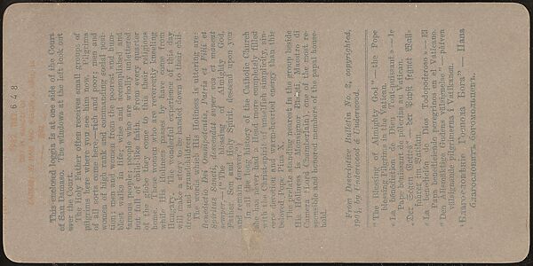 [Group of 12 Stereograph Views of Celebrities, Including Popes and Presidents], Underwood &amp; Underwood (American), Albumen silver prints