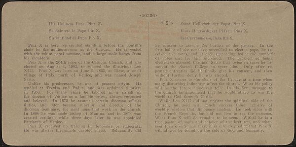 [Group of 12 Stereograph Views of Celebrities, Including Popes and Presidents], Underwood &amp; Underwood (American), Albumen silver prints