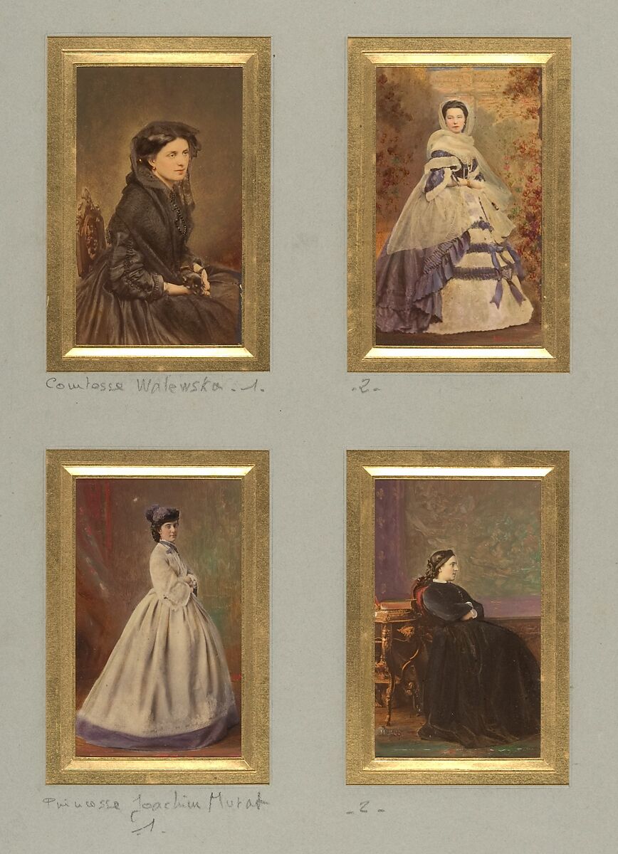 [Comtesse Walewska and Princesse Jaochim Murat], Pierre-Louis Pierson (French, 1822–1913)  , et al, Albumen silver prints from glass negatives with applied color 