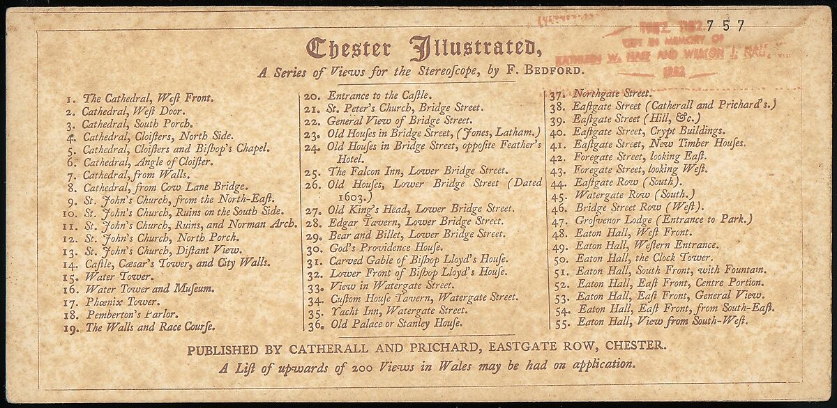 [Group of 17 Early Stereograph Views of British Churches], Sedgfield's English Scenery (British), Albumen silver prints