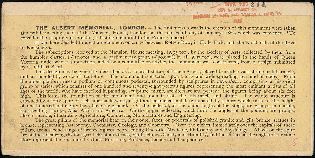 [Group of 8 Early Stereograph Views of British Monuments, Memorials, and Tombs], Lennie (British, born Scotland), Albumen silver prints