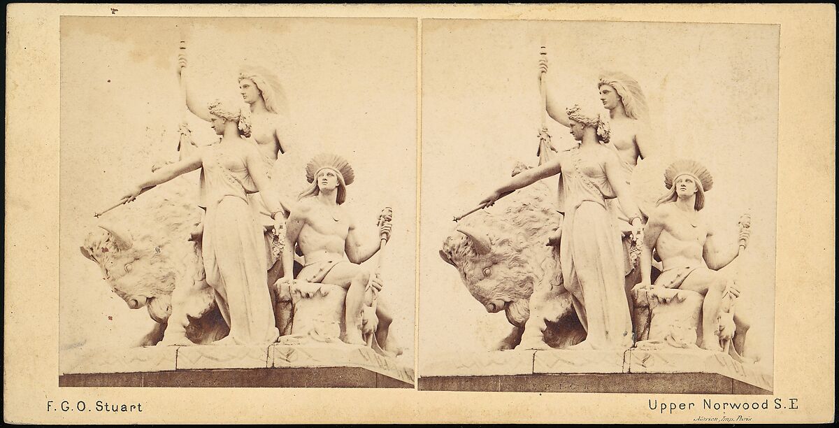 [Pair of Early Stereograph Views of British Statues], John Browning (British), Albumen silver prints