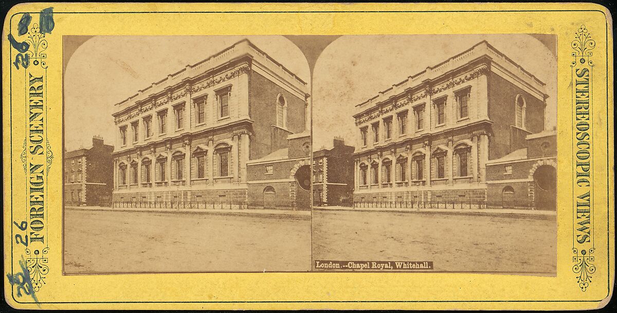 [Pair of Stereograph Views of Chapel Royal, London], Stereoscopic Views, Albumen silver prints 