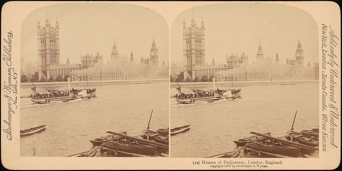 [Group of 5 Stereograph Views of the Houses of Parliament, London, England], Stereoscopic Gems, Albumen silver prints