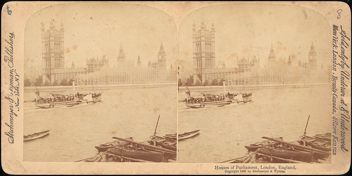 [Group of 5 Stereograph Views of the Houses of Parliament, London, England], Stereoscopic Gems, Albumen silver prints