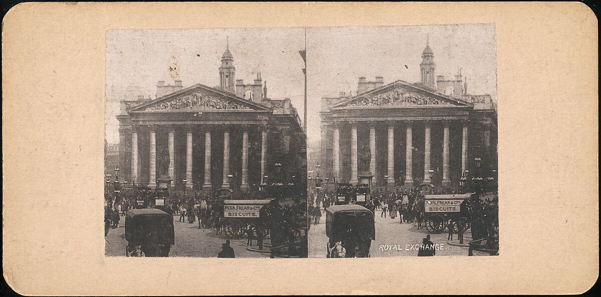 [Pair of Stereograph Views of the Royal Exchange, London, England], J. F. Jarvis (American), Albumen silver prints 