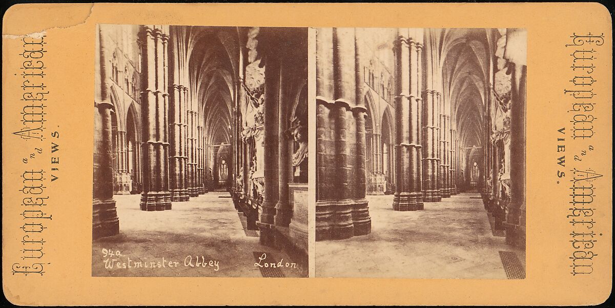 [Group of 5 Stereograph Views of Westminster Abbey, London, England], European and American Views, Albumen silver prints