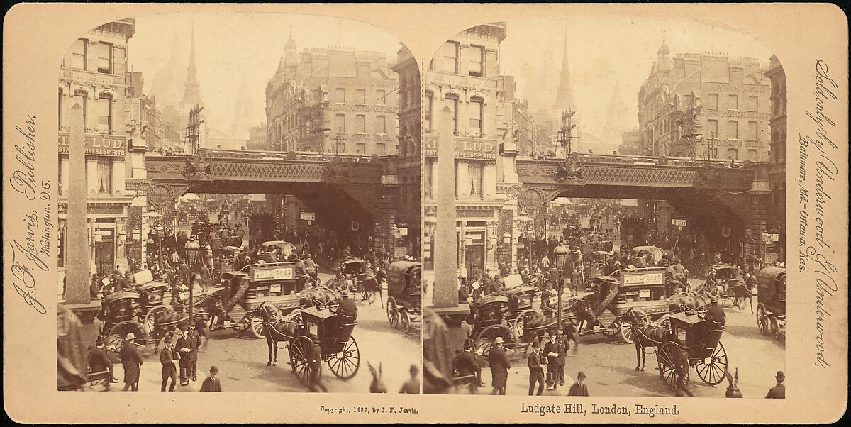 [Group of 4 Stereograph Views of Ludgate Hill, London, England], J. F. Jarvis (American), Albumen silver prints 