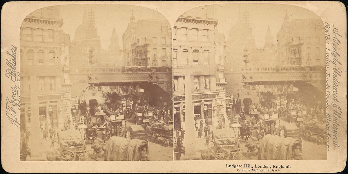 [Group of 4 Stereograph Views of Ludgate Hill, London, England], J. F. Jarvis (American), Albumen silver prints