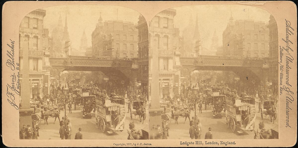 [Group of 4 Stereograph Views of Ludgate Hill, London, England], J. F. Jarvis (American), Albumen silver prints