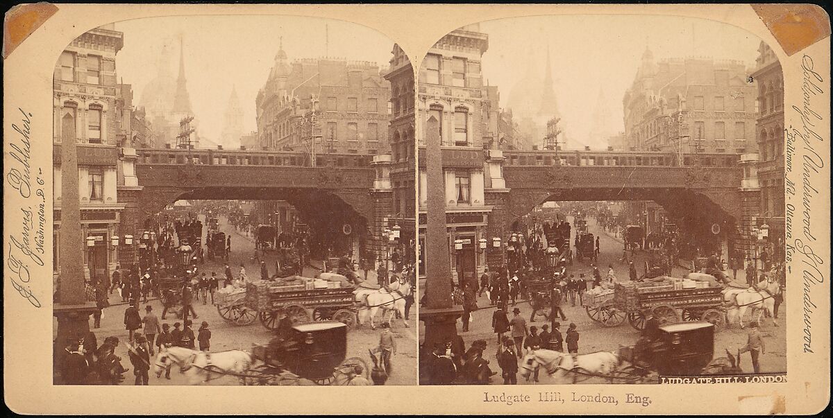 [Group of 4 Stereograph Views of Ludgate Hill, London, England], J. F. Jarvis (American), Albumen silver prints
