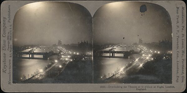 [Group of 5 Stereograph Views of the Thames River at Night, London, England], Benneville Lloyd Singley (American, Union Township, Pennsylvania 1864–1938 Meadville, Pennsylvania), Albumen silver prints 