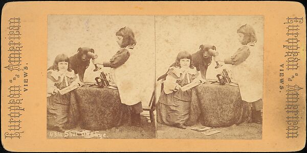 [Group of 31 Stereograph Views of Children With Animals], Life Groups (American), Albumen silver prints
