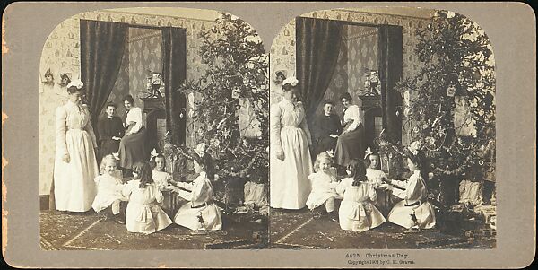 [Group of 6 Stereograph Views of Christmas Scenes], Hegger (American), Albumen silver prints