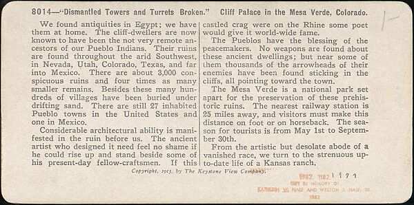 [Group of 30 Stereograph Views of Colorado and Arizona, United States of America], Keystone View Company, Albumen silver prints