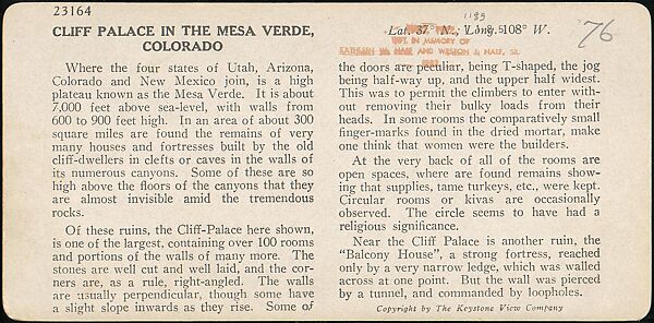 [Group of 30 Stereograph Views of Colorado and Arizona, United States of America], Keystone View Company, Albumen silver prints