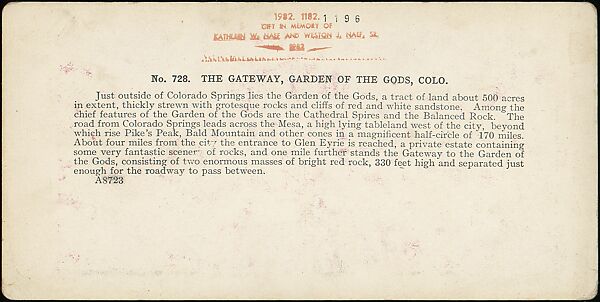 [Group of 37 Stereograph Views of the Garden of the Gods and Other Colorado Scenery, United States of America], H. C. White Company (American), Albumen silver prints