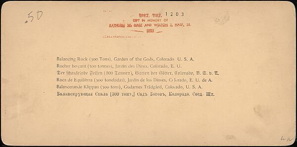[Group of 37 Stereograph Views of the Garden of the Gods and Other Colorado Scenery, United States of America], H. C. White Company (American), Albumen silver prints