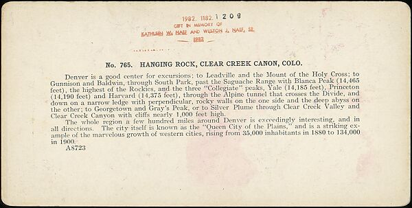 [Group of 37 Stereograph Views of the Garden of the Gods and Other Colorado Scenery, United States of America], H. C. White Company (American), Albumen silver prints