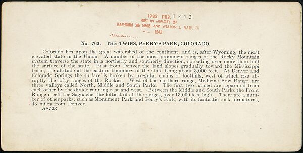 [Group of 37 Stereograph Views of the Garden of the Gods and Other Colorado Scenery, United States of America], H. C. White Company (American), Albumen silver prints