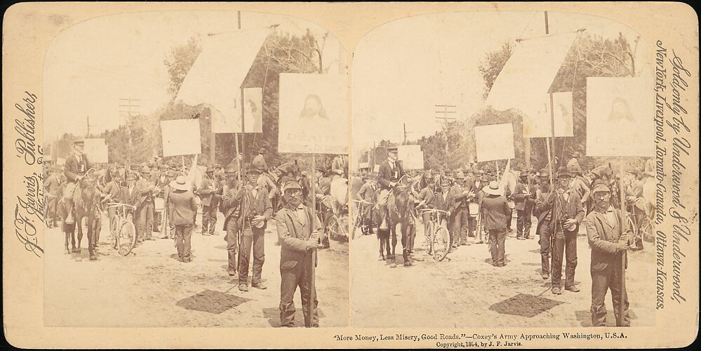 [Pair of Stereograph Views of General Jacob S. Coxey's Army of the Unemployed]
