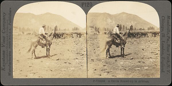 [Group of 11 Stereograph Views of Cowboys], European and American Views, Albumen silver prints
