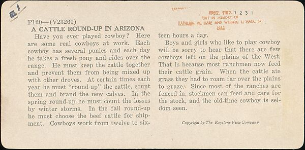 [Group of 11 Stereograph Views of Cowboys], European and American Views, Albumen silver prints