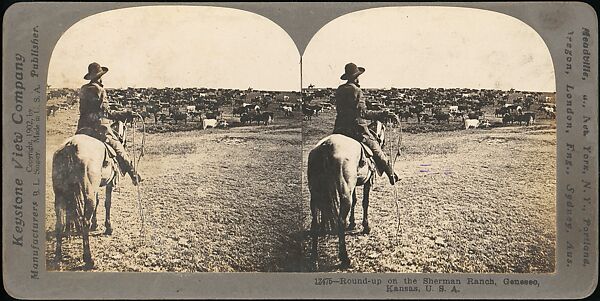 [Group of 11 Stereograph Views of Cowboys], European and American Views, Albumen silver prints