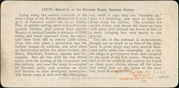 [Group of 11 Stereograph Views of Cowboys], European and American Views, Albumen silver prints