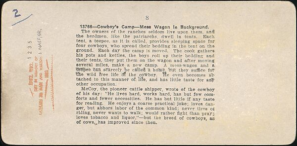 [Group of 11 Stereograph Views of Cowboys], European and American Views, Albumen silver prints