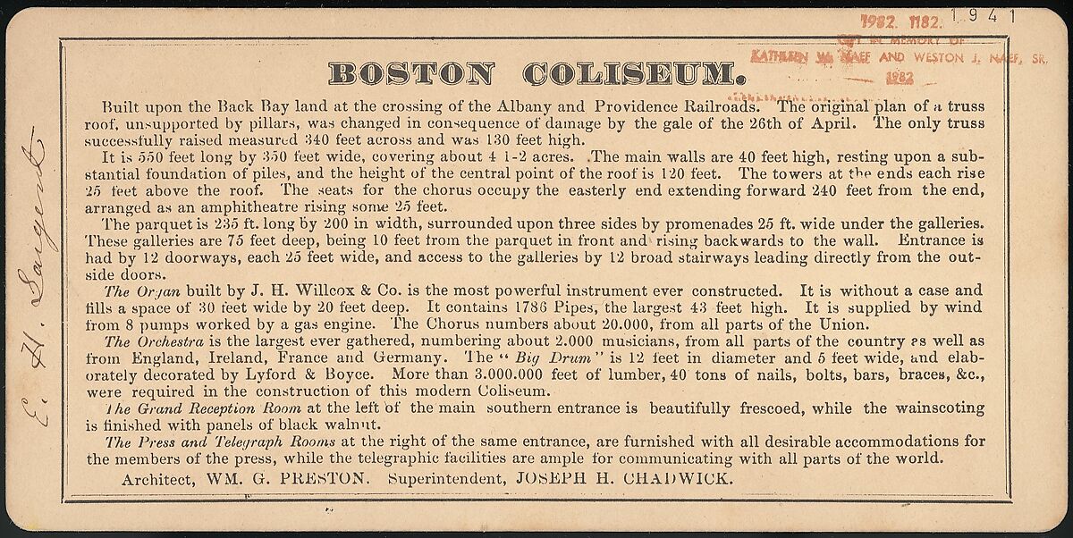 [Group of 11 Stereograph Views of the 1869 and 1872 World Peace Jubilees, Boston, Massachusetts, United States of America], Charles Pollock (American), Albumen silver prints