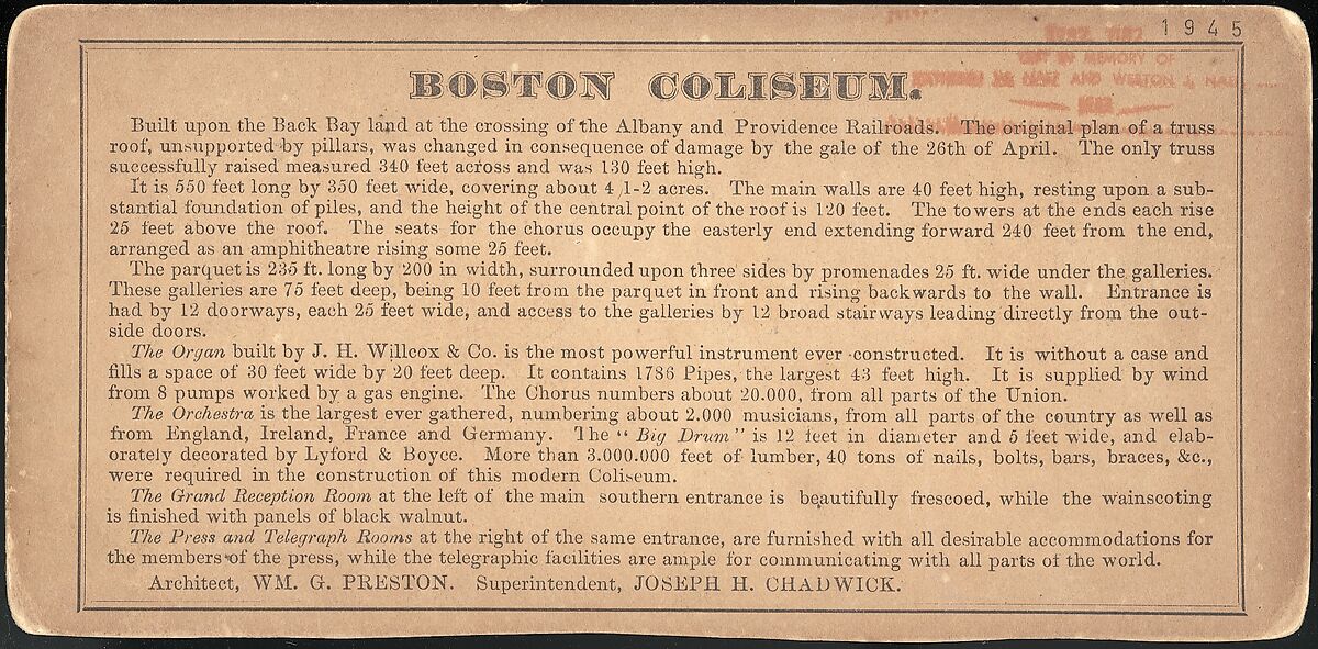 [Group of 11 Stereograph Views of the 1869 and 1872 World Peace Jubilees, Boston, Massachusetts, United States of America], Charles Pollock (American), Albumen silver prints