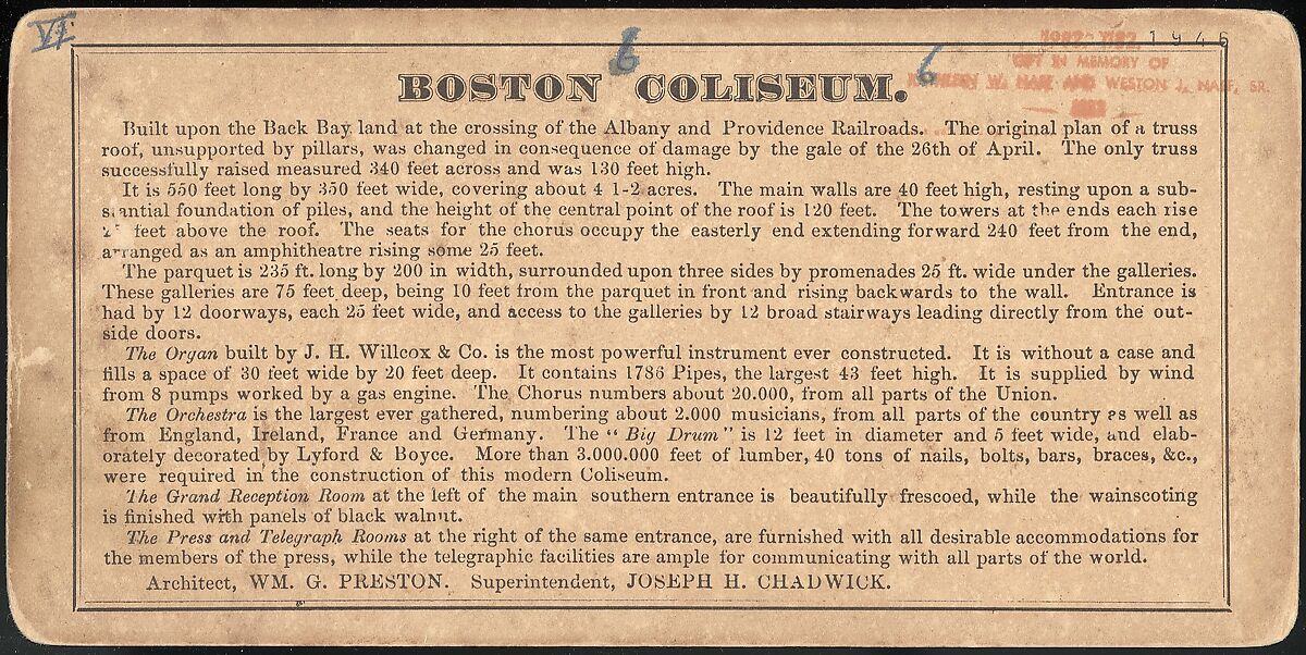 [Group of 11 Stereograph Views of the 1869 and 1872 World Peace Jubilees, Boston, Massachusetts, United States of America], Charles Pollock (American), Albumen silver prints