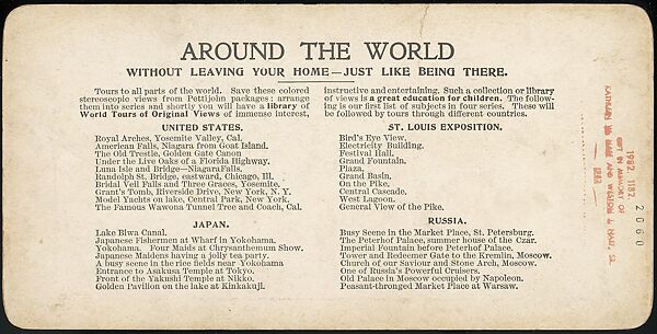 [Group of 47 Stereograph Views of the 1904 St. Louis World's Fair and Louisiana Purchase Exposition], C. H. Graves (American), Albumen silver prints
