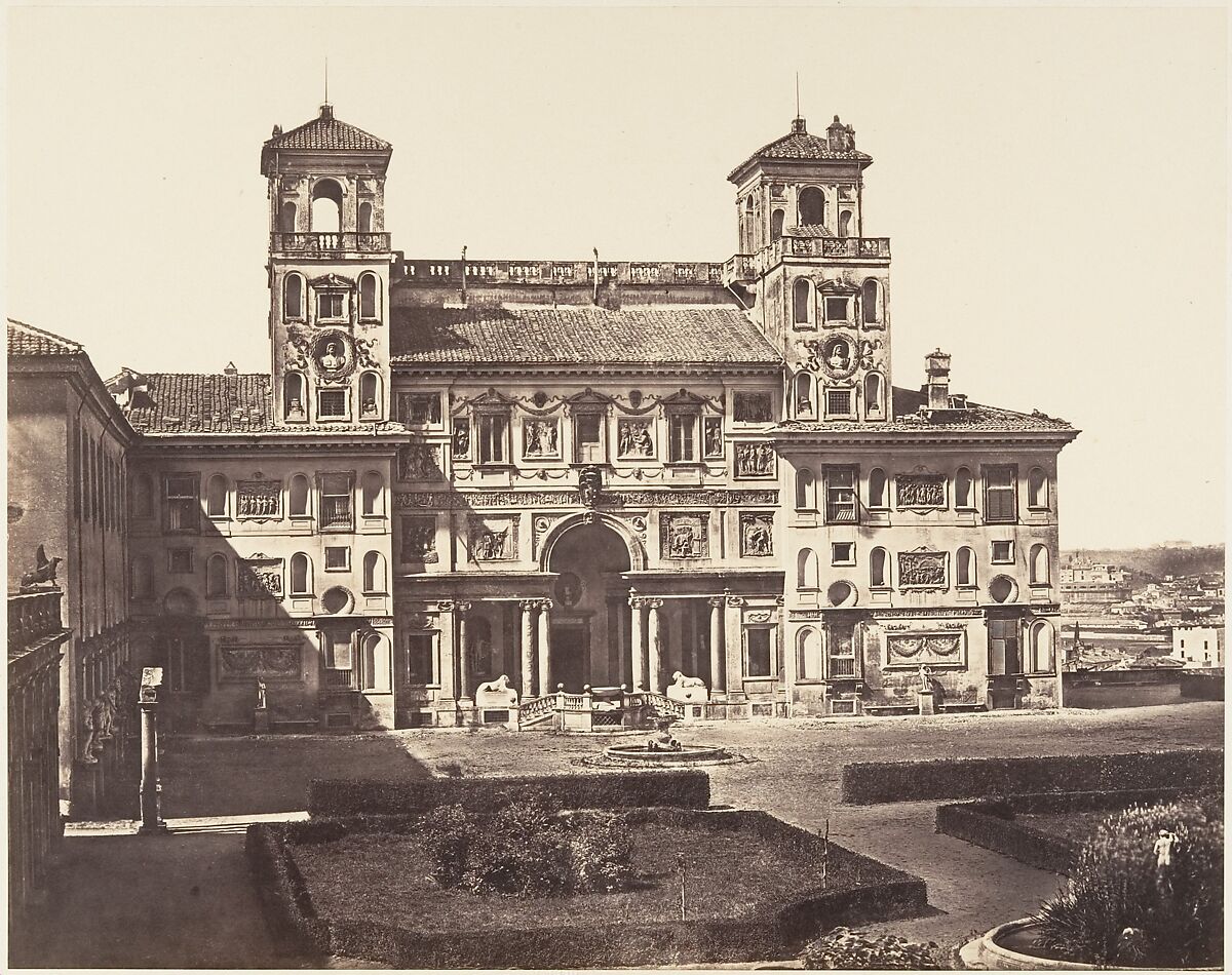 Villa Medici, Eugène Constant (French, active Italy, 1848–55), Albumen print from glass negative 