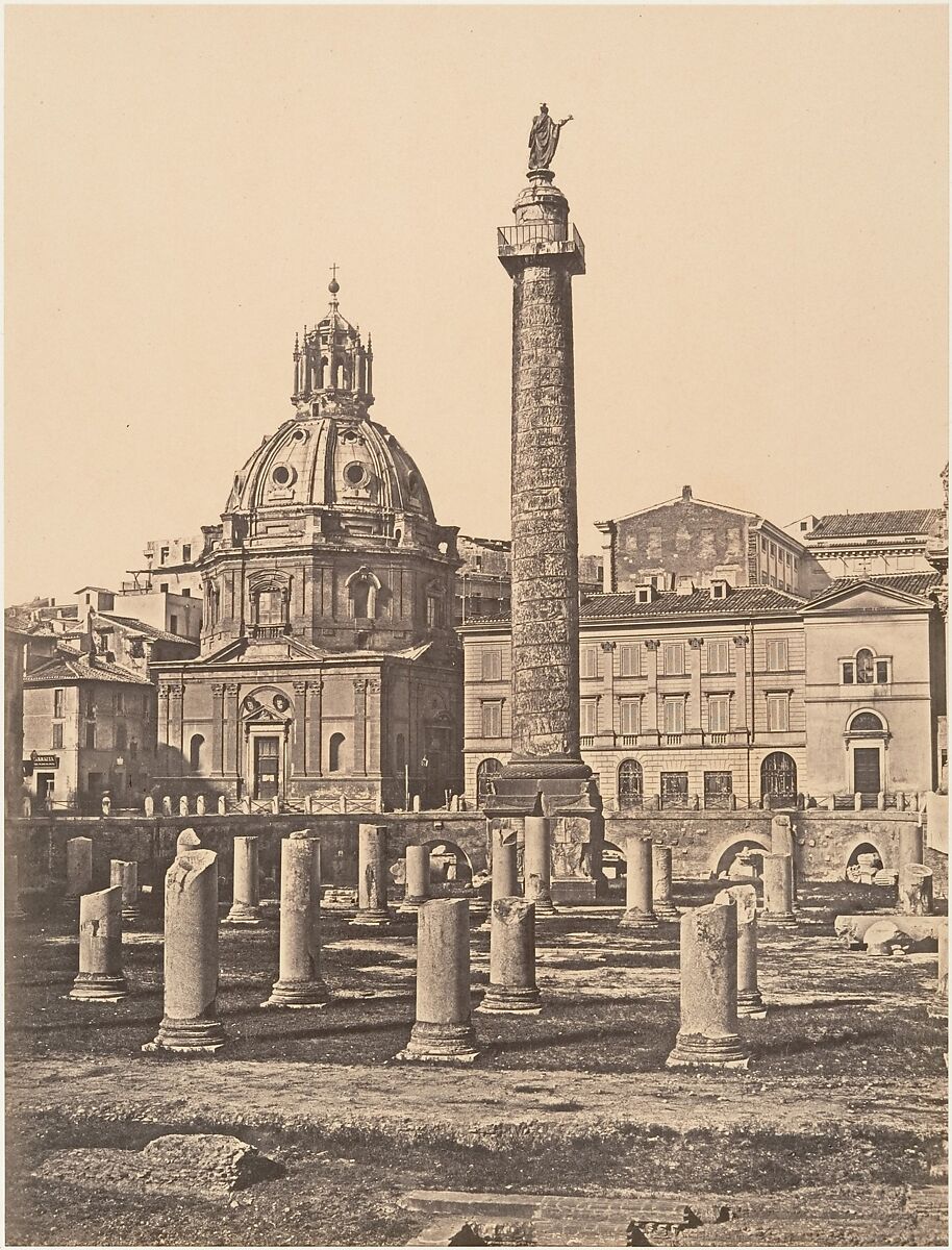 Foro e Colonna di Trajano, Eugène Constant (French, active Italy, 1848–55), Albumen print from glass negative 