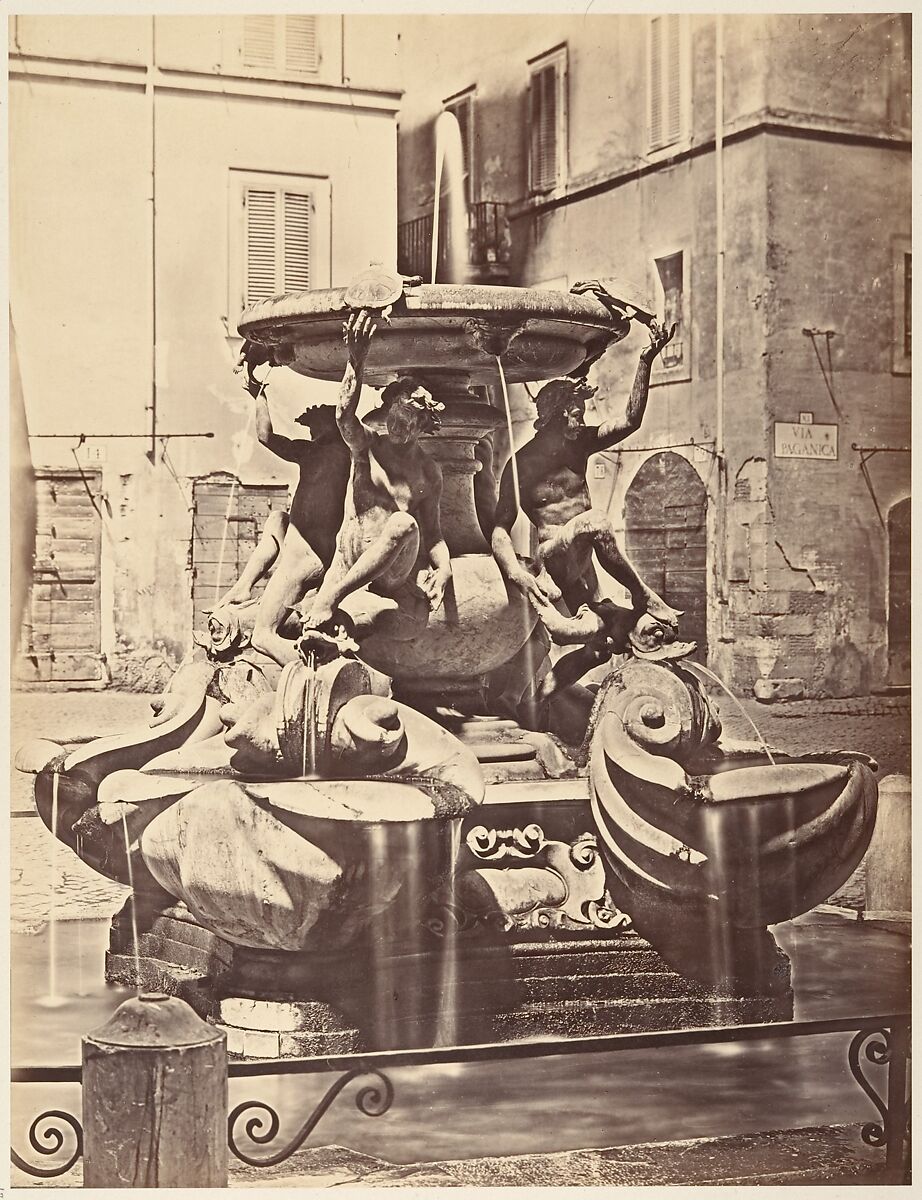 Fontana delle Tartarughe, Eugène Constant (French, active Italy, 1848–55), Albumen print from glass negative 