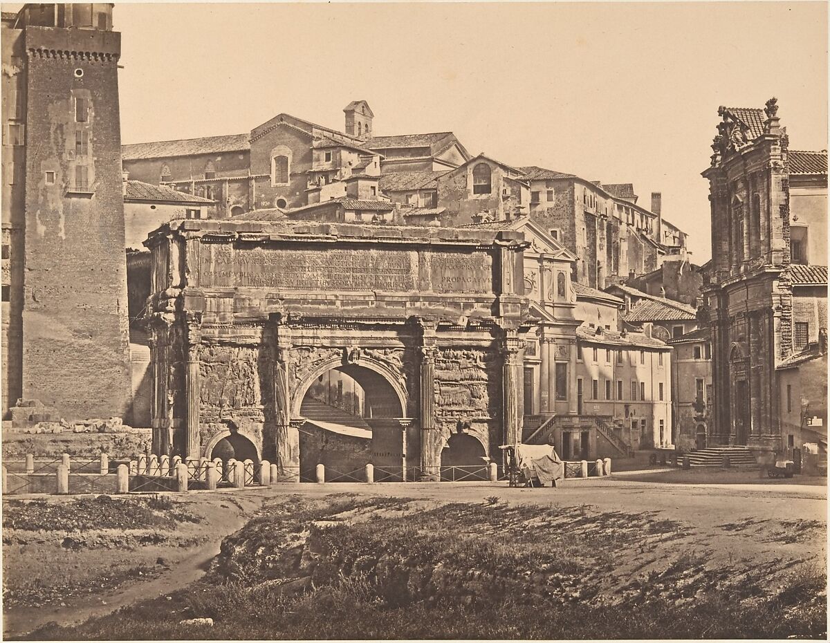 Arco di Settimio Severo, Eugène Constant (French, active Italy, 1848–55), Albumen print from glass negative 