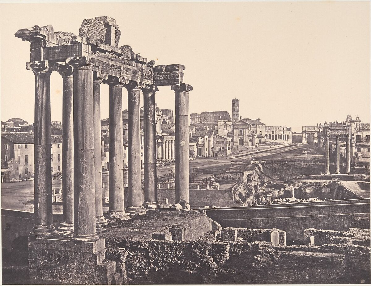 Veduta del Foro Romano, Eugène Constant (French, active Italy, 1848–55), Albumen print from glass negative 