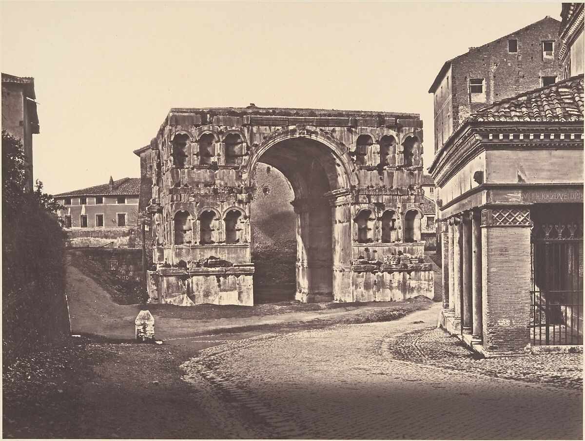 Arco di Giano, Eugène Constant (French, active Italy, 1848–55), Albumen print from glass negative 