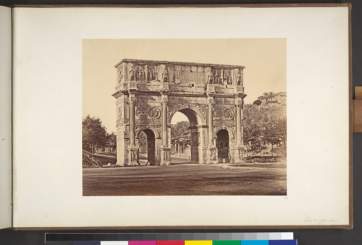 Arco di Constantino, Eugène Constant (French, active Italy, 1848–55), Albumen print from glass negative 