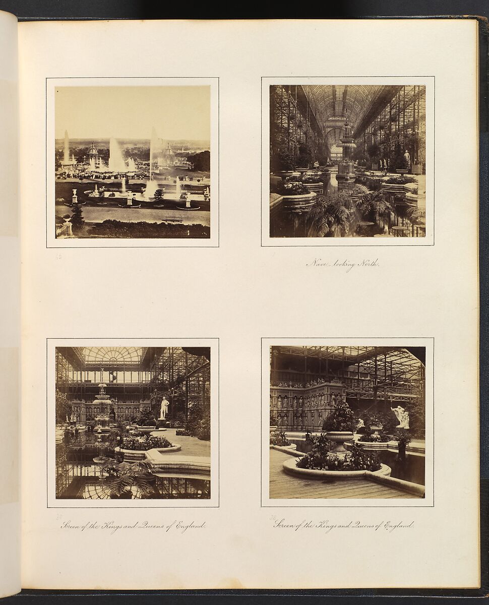 [View of Fountains; Nave Looking North; Screen of the Kings and Queens of England], Attributed to Philip Henry Delamotte (British, 1821–1889), Albumen silver print from glass negative 